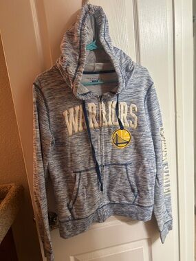 New Era NBA Heathered Light Blue Full-Zip Hoodie with Navy Trim